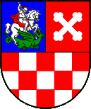 Sastoji se od pravilnog štita koji je vodoravno podijeljen na dva dijela. Gornji dio štita je podijeljen na dva ista polja. U prvom polju se na plavoj podlozi nalazi lik sv. Jurja na konju koji ubija zmaja. Lik sv. Jurja na konju je bijele boje s crvenim plastom dok je zmaj zelene boje. U drugom polju se na crvenoj podlozi nalazi bijeli andrijin križ