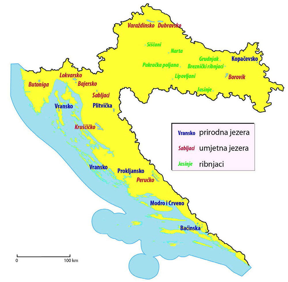 Karta voda stajaćica u Hrvatskoj