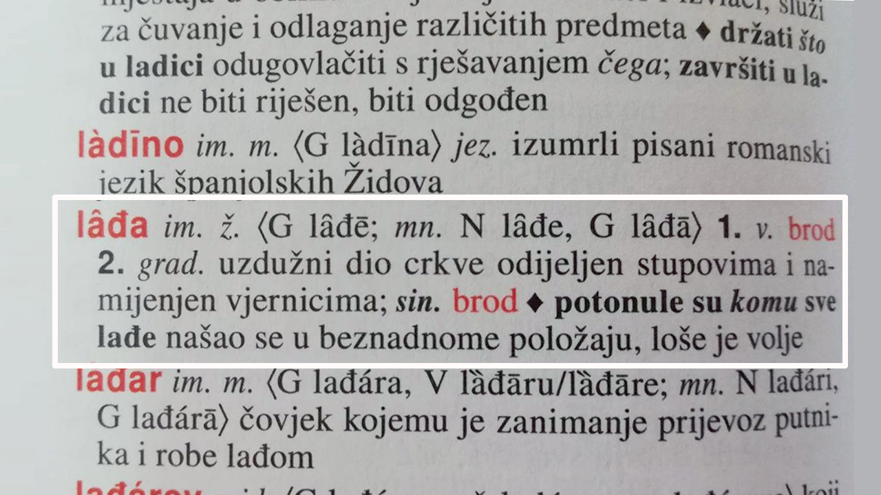 Riječ „lađa“ iz rječnika