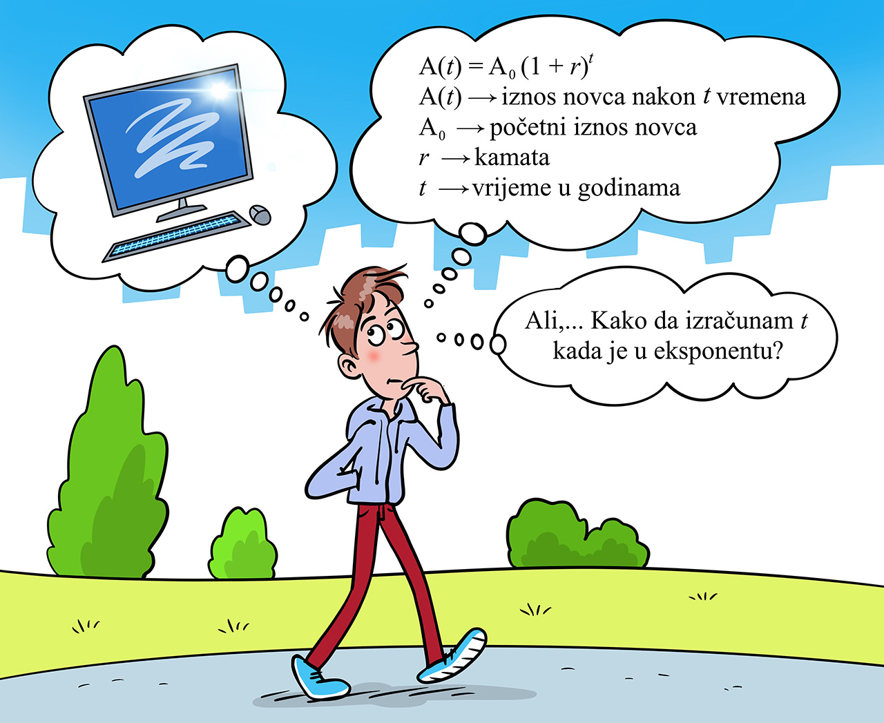 Kako izračunati nepoznanicu koja se nalazi u eksponentu kod problema