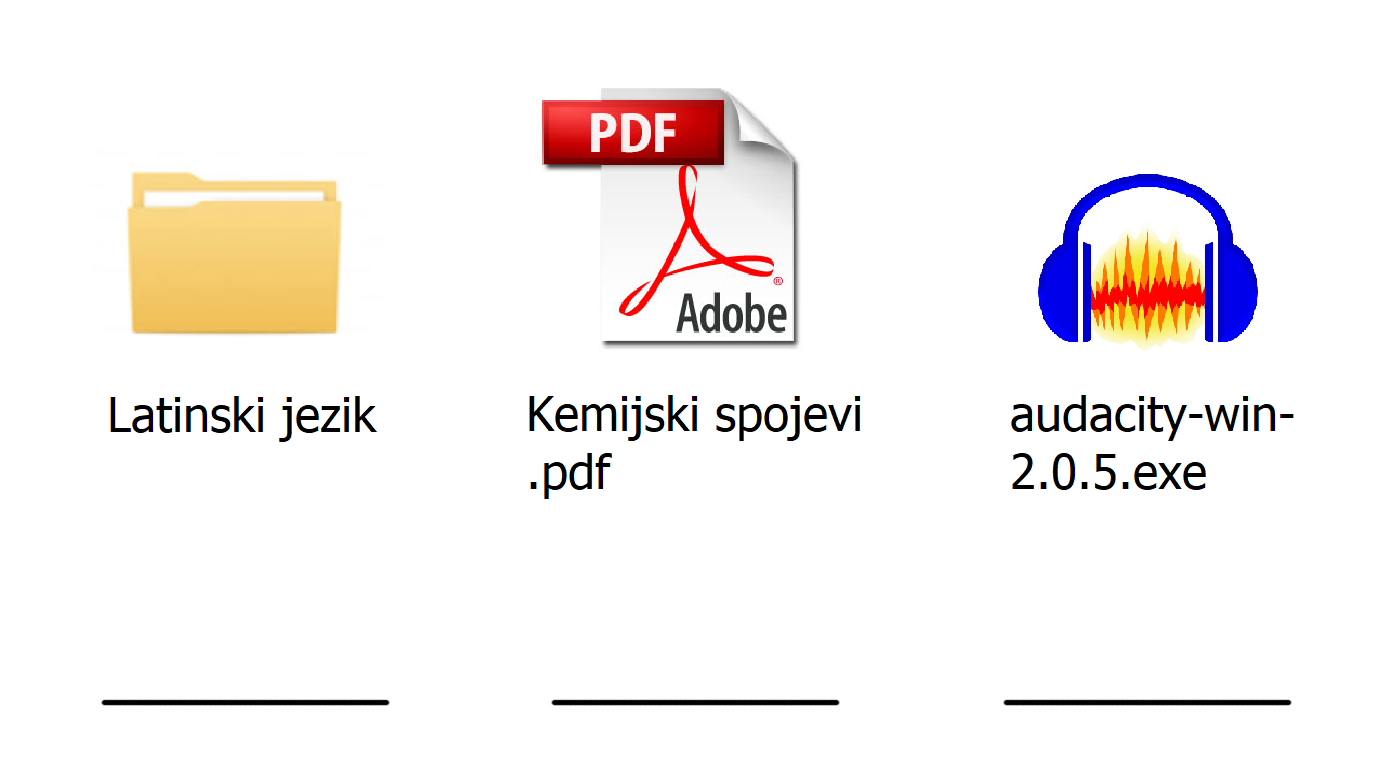 Ikone za mapu, program i dokument.