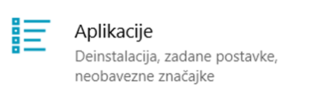 Ikona i pripadajući opis Aplikacija u u Postavkama sustava.