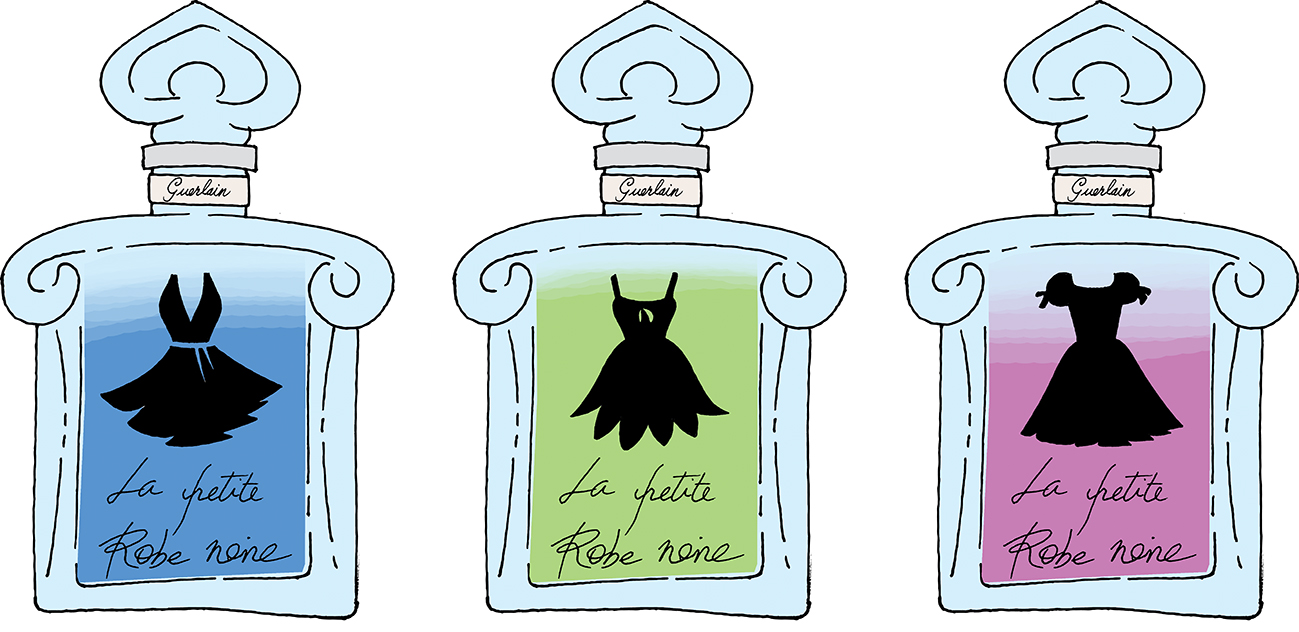 Tri varijacije Guerlainovog parfema La Petite Robe Noire (Mala crna haljina).