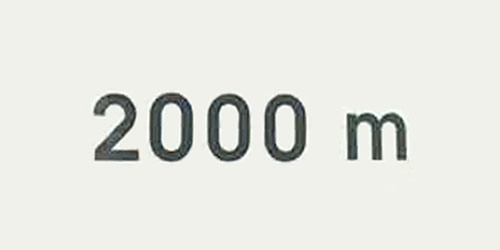 Prometni znak - oznaka 2000 metara.