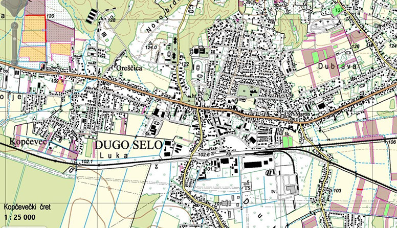 Topografska karta Dugog sela.