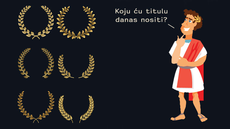 Na crtežu je s desne strane predočen August, a s lijeve se nalazi šest različitih vijenaca s brojkama koje označavaju pojedine titule koje je imao: 1. principes, 2. pučki tribun, 3. imperator, 4. konzul, 5.  vrhovni svečenik, 6. prokonzul.