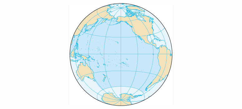 Karta koja prikazuje pacifički ocean