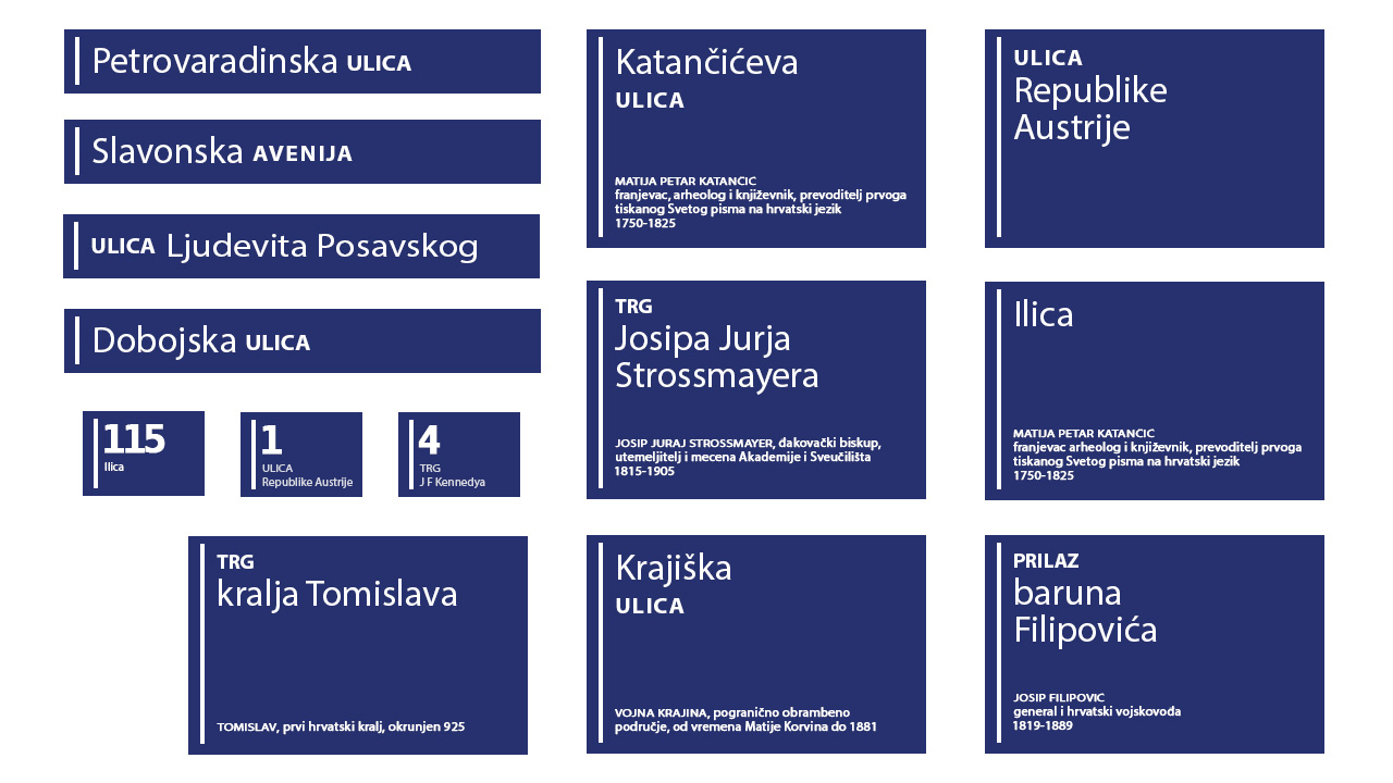 Natpisi zagrebačkih ulica i trgova.