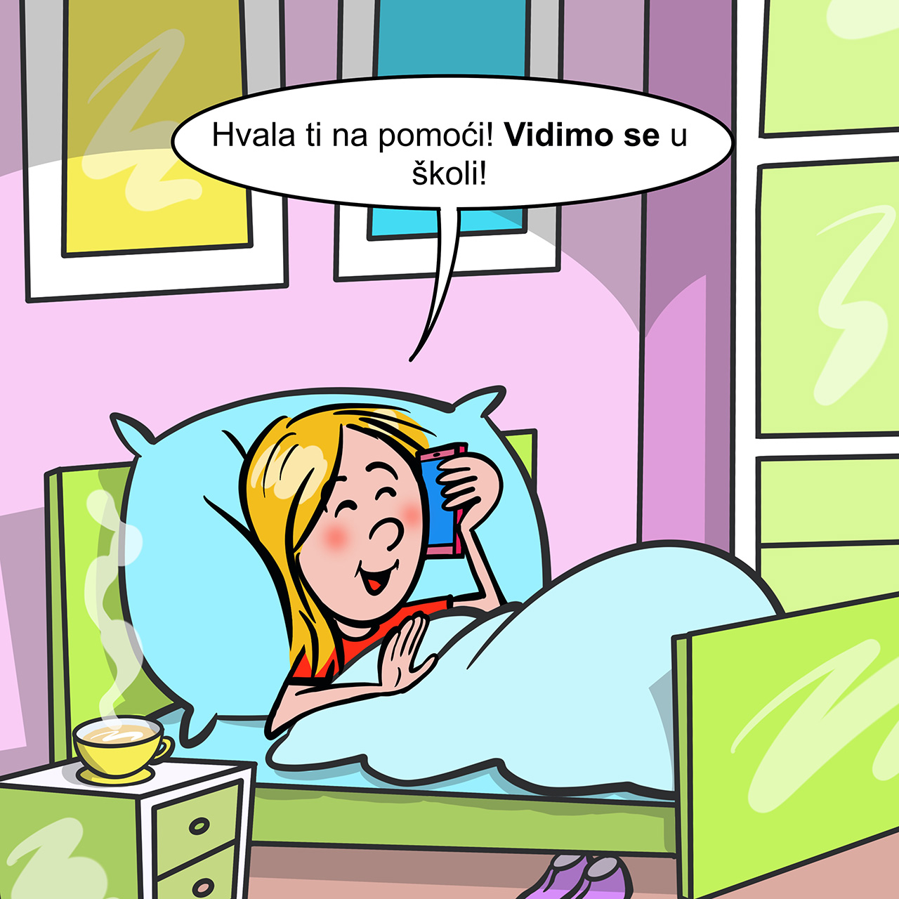 Nina zahvaljuje Ani na pomoći i govori joj da će se vidjeti u školi.