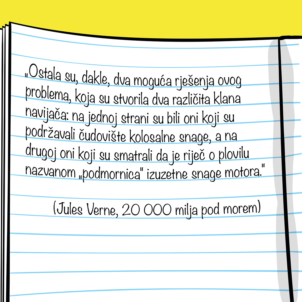 U bilježnici je zapisan citat, a zatim su navedeni autor i naziv djela.