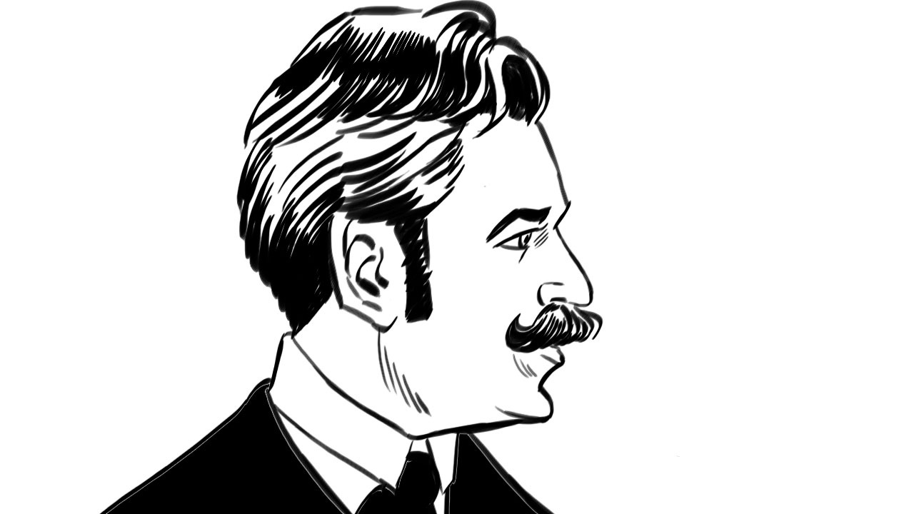 Crno-bijela ilustracija pjesnika Vladimira Vidrića. 