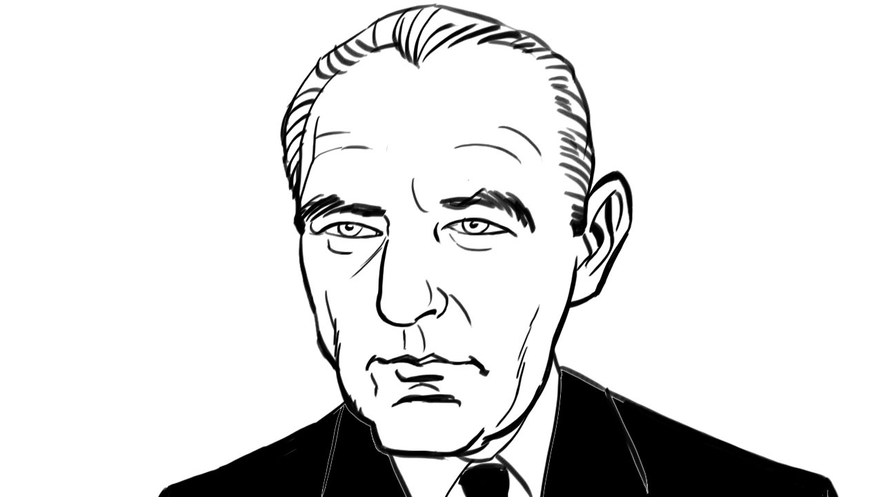 Crno-bijela ilustracija pjesnika Dobriše Cesarića. 