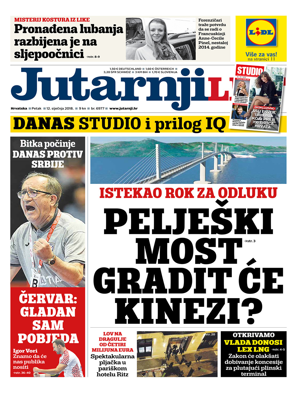 Naslovnica Jutarnjeg lista