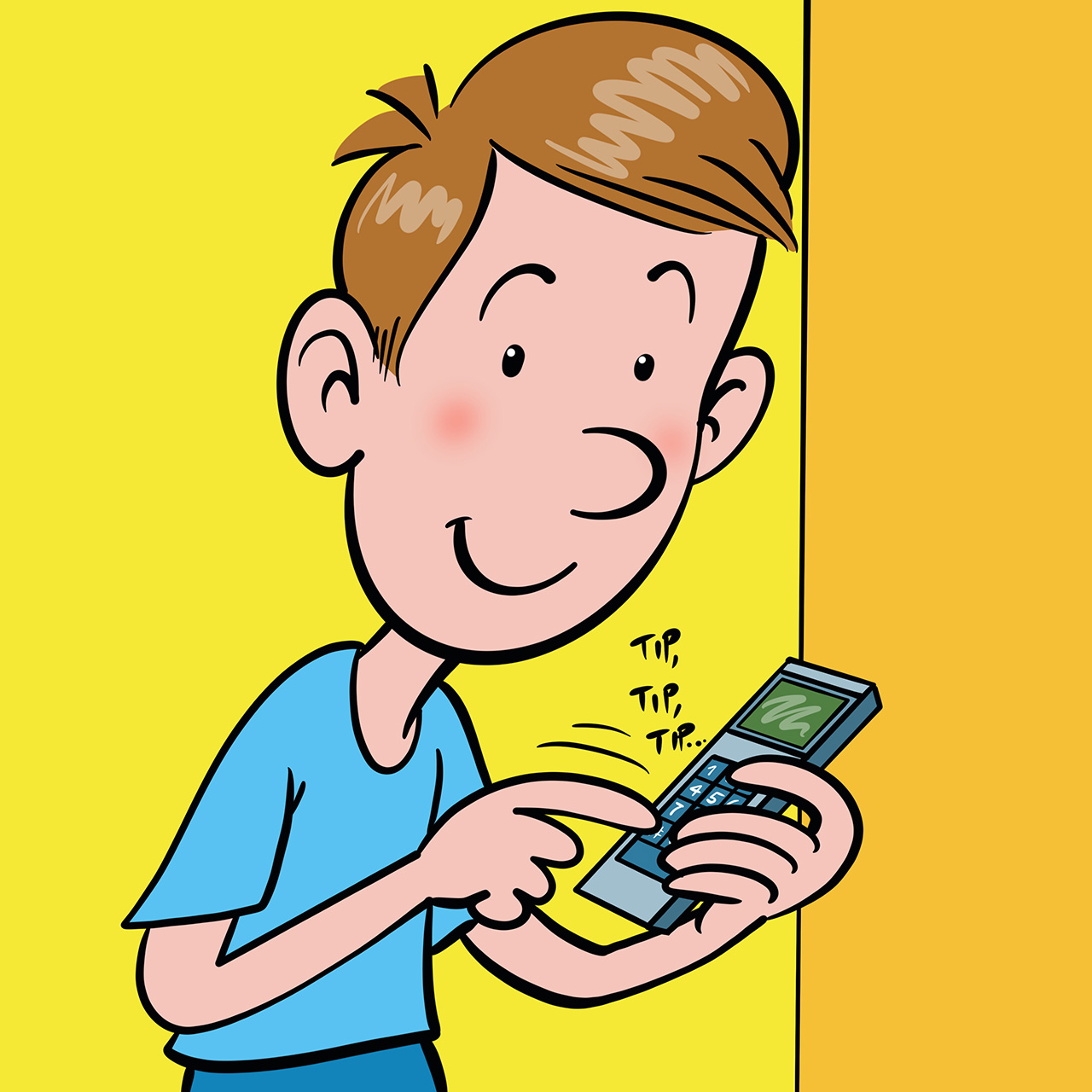 Dječak Matej uzima bežični telefon u ruku i telefonira.