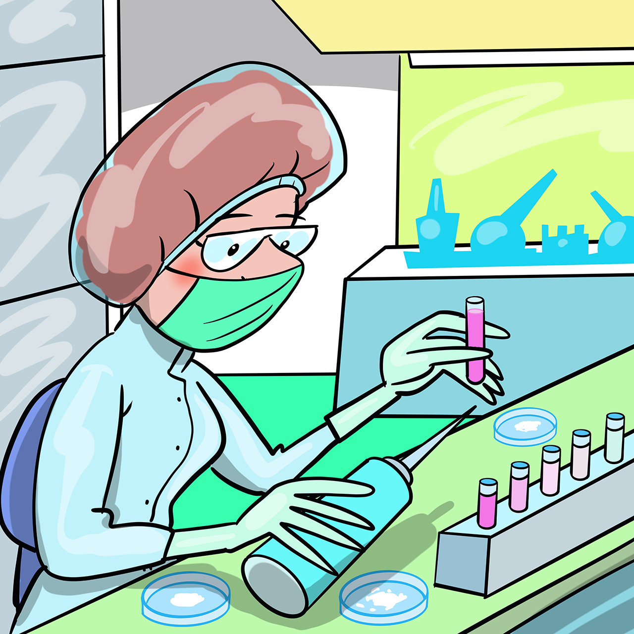 Znanstvenica radi u farmaceutskom laboratoriju.