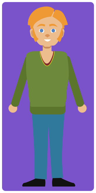 A tall, plump man with blonde hair and blue eyes.