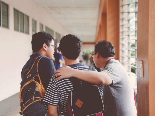 Students talking in hallway