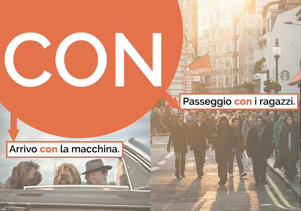 CON – Passeggio con i ragazzi; Arrivo con la macchina.