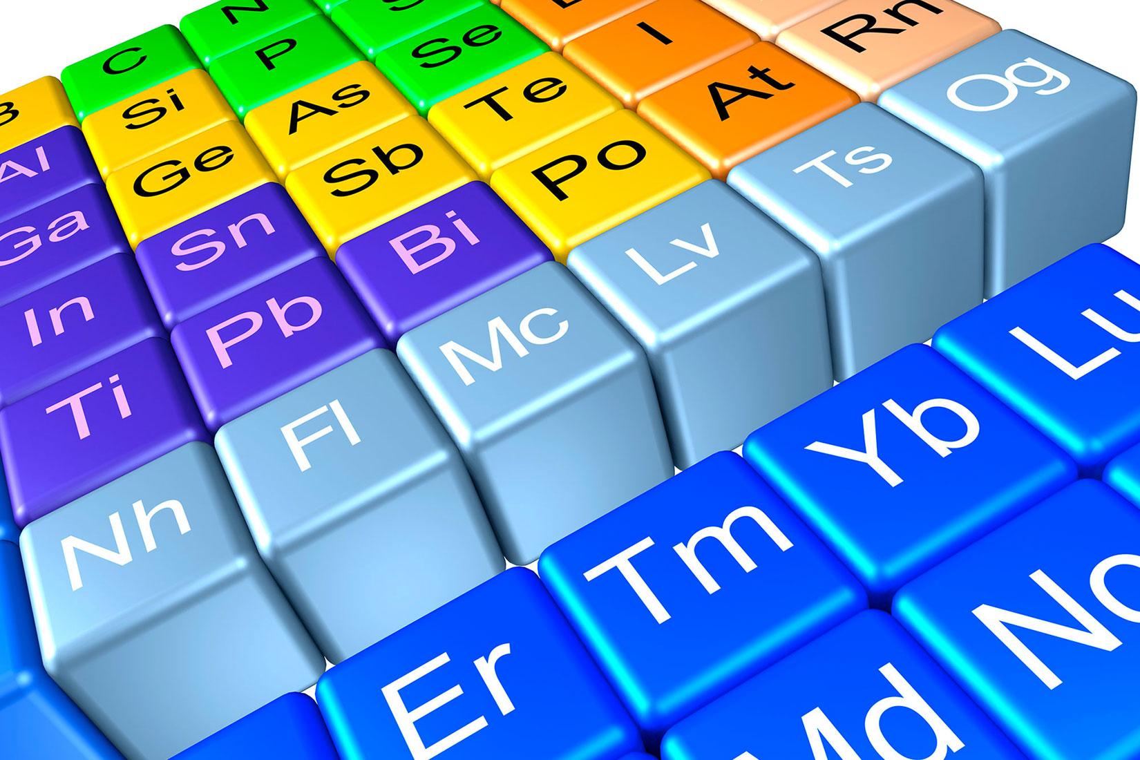 Fotografija omogućuje pogled na položaj novootkrivenih kemijskih elemenata; Novi elementi su prikazani na sivim podlogama