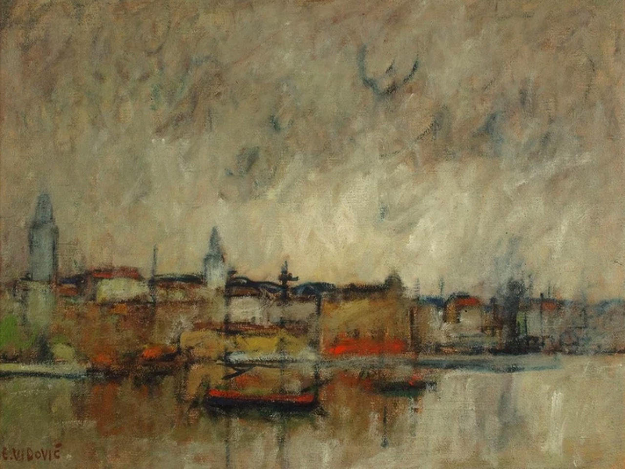 slika Splitska luka (ulje na platnu) slikara Emanuela Vidovića