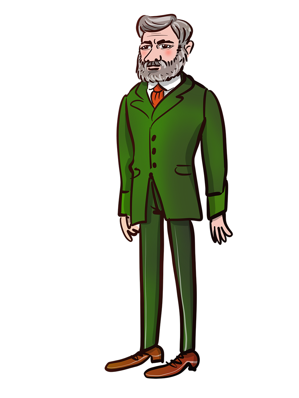 stariji muškarac u zelenom odijelu, sijede kose i brade