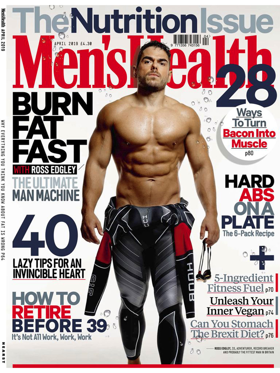 Muškarac u ronilačkom odijelu, golog torza na naslovnici časopisa Men's Health. 