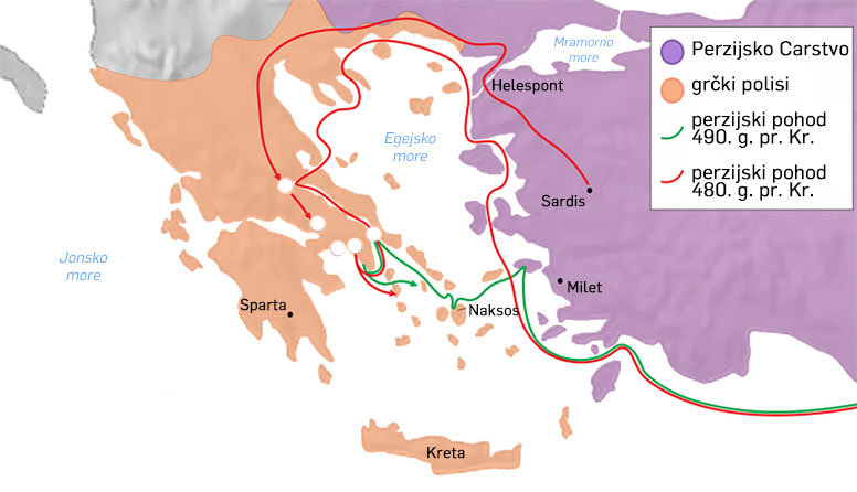 Karta Grčko-perzijskih ratova.