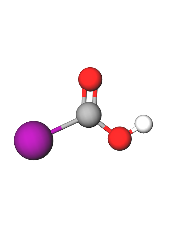 Model opće formule karboksilne kiseline prikazan kuglicama i štapićima.