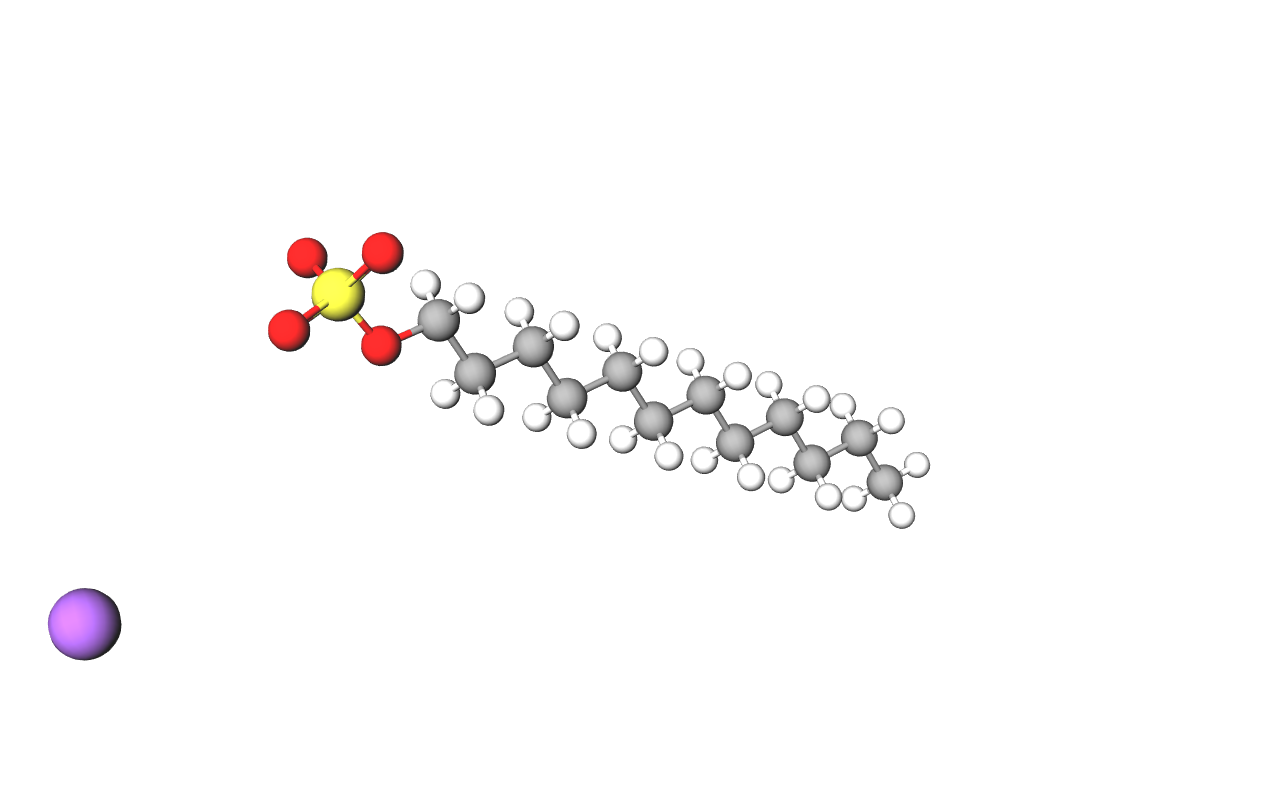 Model natrijeva-alkil-sulfata načinjen od kuglica i štapića