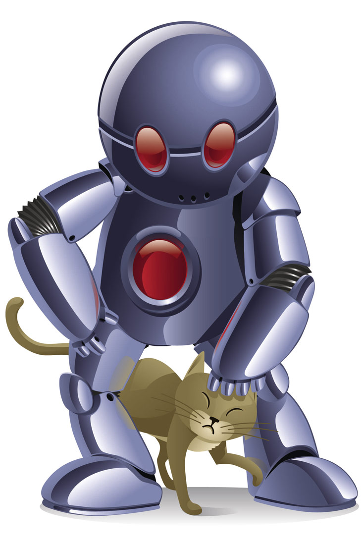 Slika 3. Slika prikazuje robota (neživa priroda) i mačku (živa priroda).