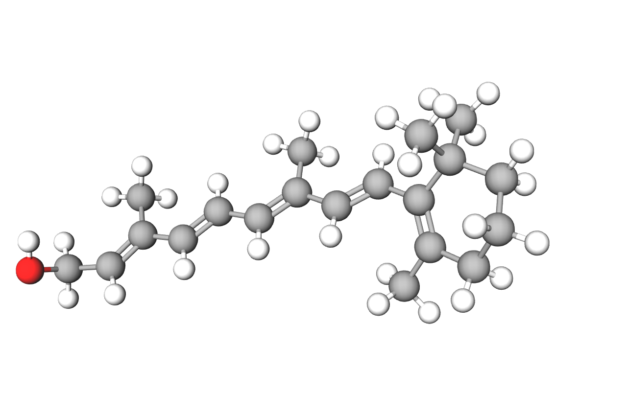 Model molekule retinola načinjen od kuglica štapića