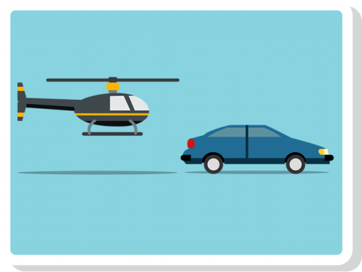 A helicopter - a car