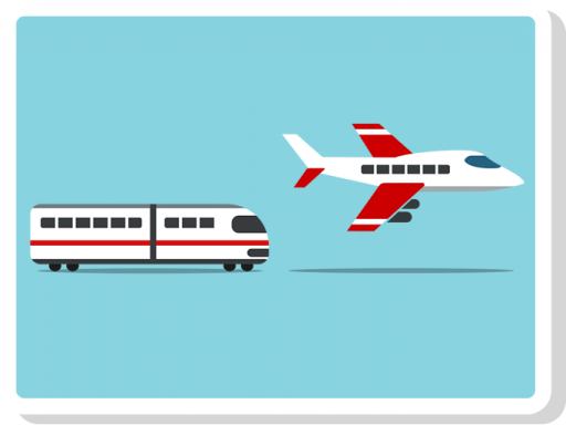 A train - an airplane