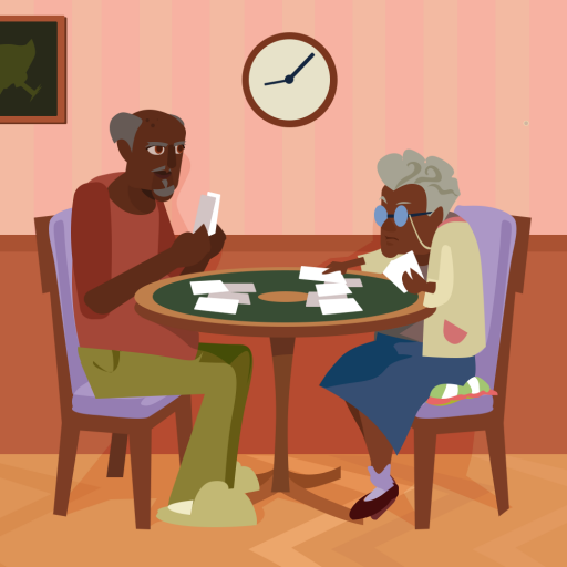 Granma and granmpa are playing cardgame