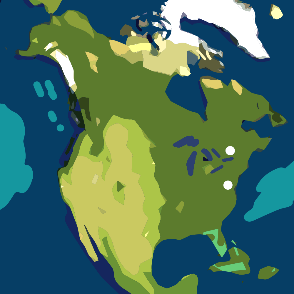 Map of USA and Canada with their capitals, Washington DC and Ottawa.