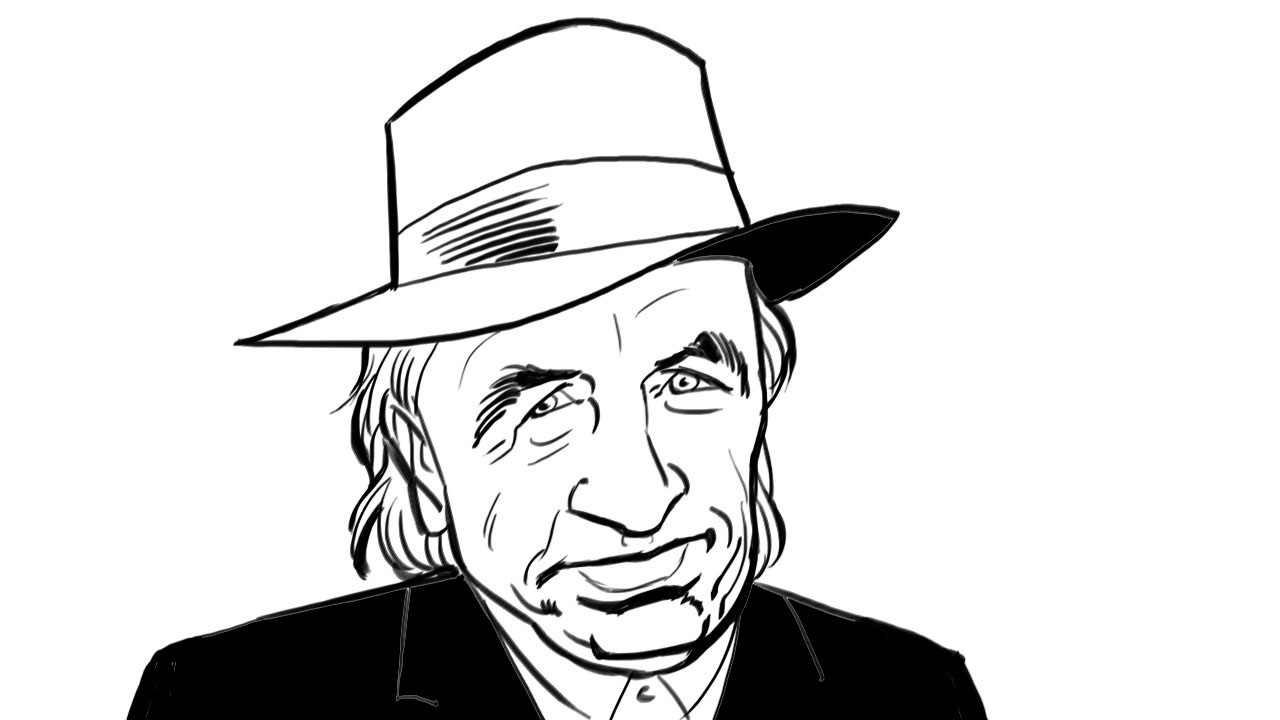 Crno-bijela ilustracija pjesnika Dragutina Tadijanovića. 