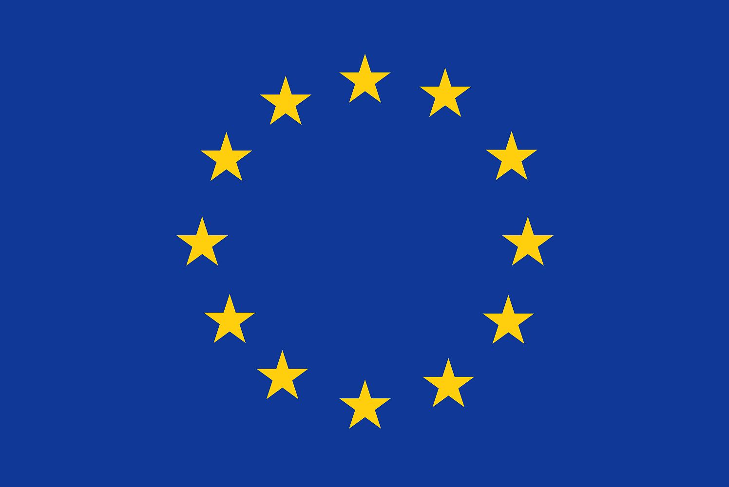 Slika prikazuje zastavu EU na kojoj u obliku kruga ima 12 zvjezdica.