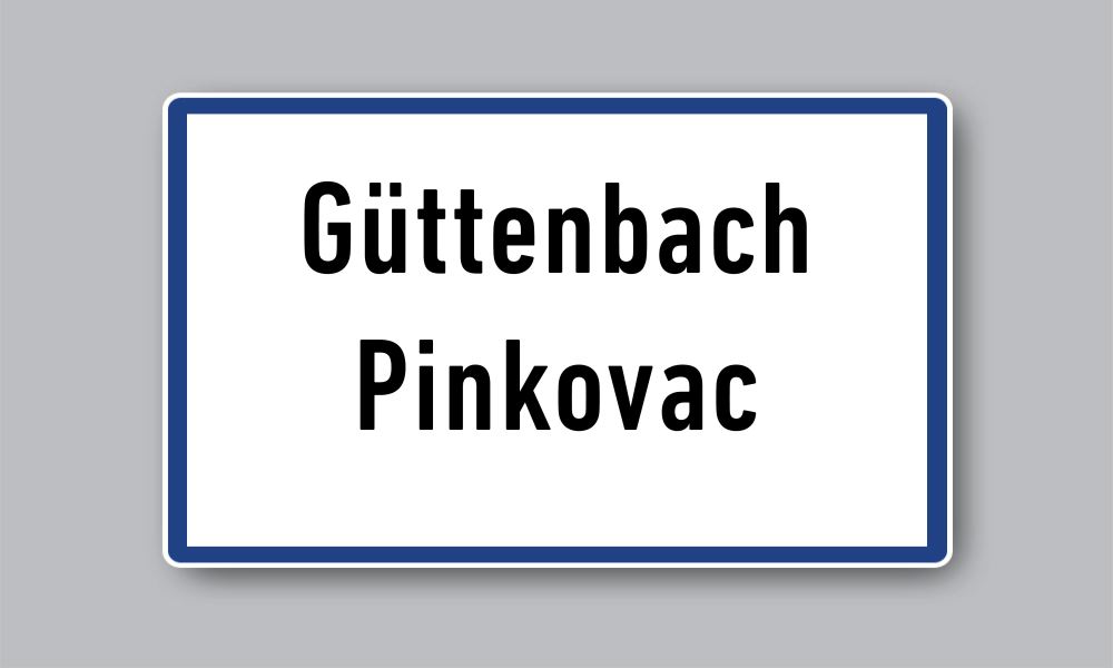 Slika prikazuje naziv mjesta Güttenbach / Pinkovac.