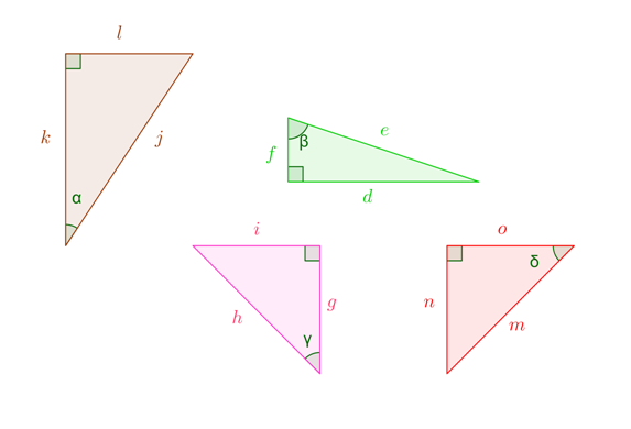 Različito označeni pravokutni trokuti