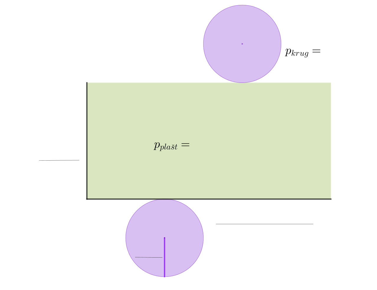 Na slici je mreža valjka s predviđenim prostorom za povlačenje oznaka i formula.