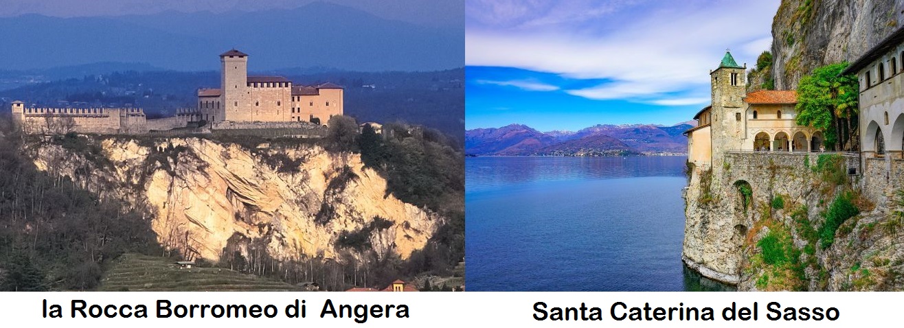 Lijeva slika prikazuje dvorac, a desna samostan na jezeru Lago Maggiore.
