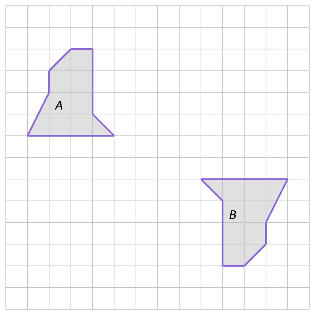 Na slici su dva nepravilna lika A i B u kvadratnoj mreži.