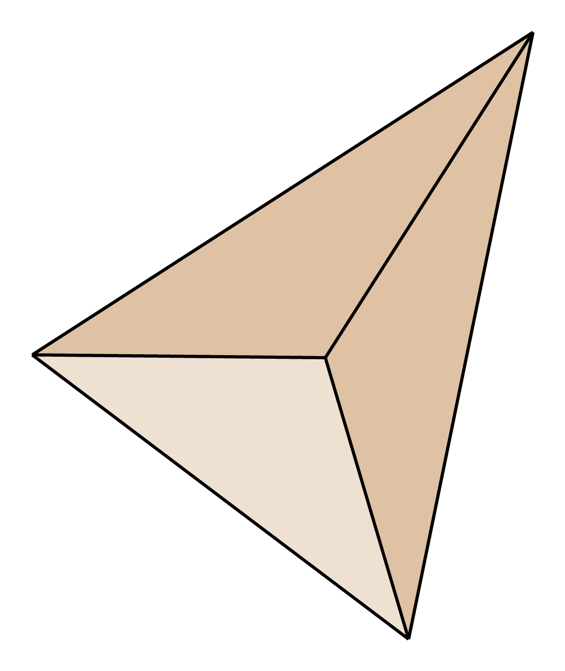 Slika prikazuje trostranu piramidu.