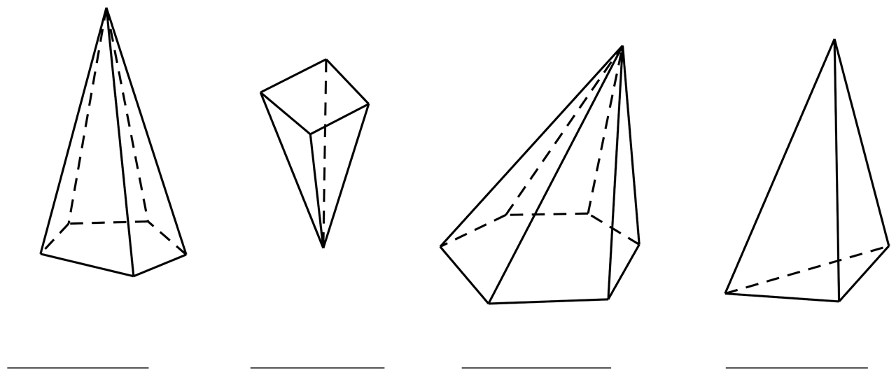 Slika prikazuje četiri različite piramide.