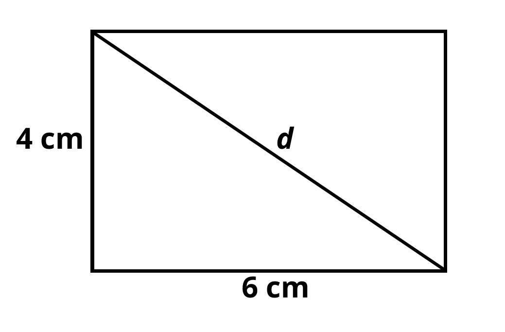 Na slici je pravokutnik sa stranicama duljine 4 cm i 6 cm  i istaknutom jednom dijagonalom.
