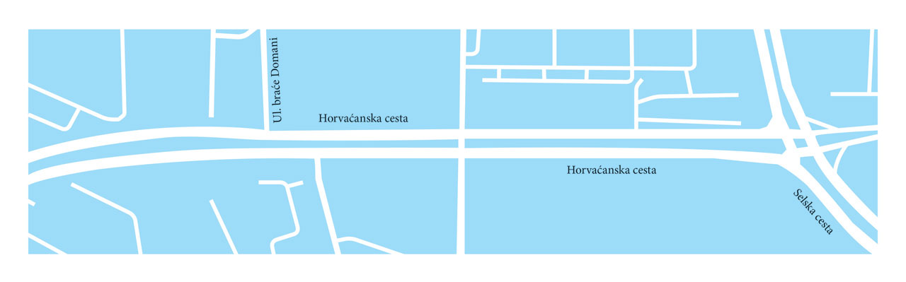 Na slici je djelić plana grada Zagreba (Horvaćanska cesta i okolne ulice).