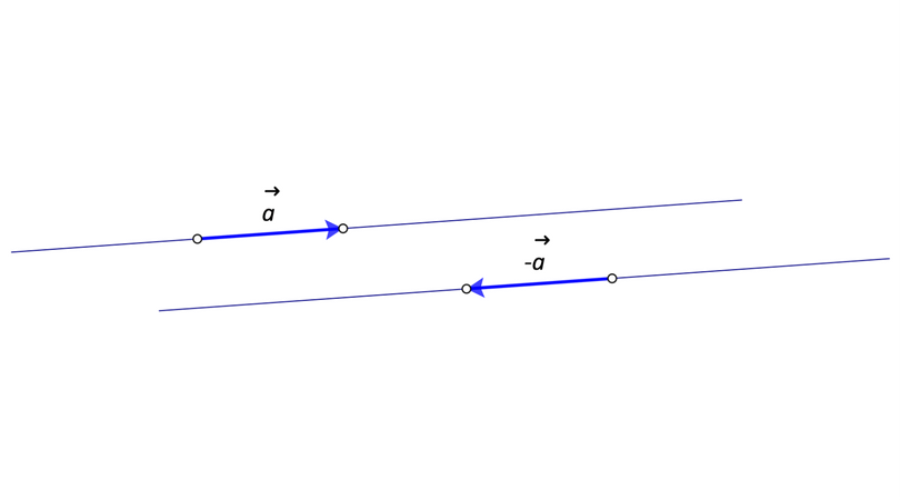 Na slici su dva međusobno suprotna vektora koji pripadaju paralelnim pravcima.