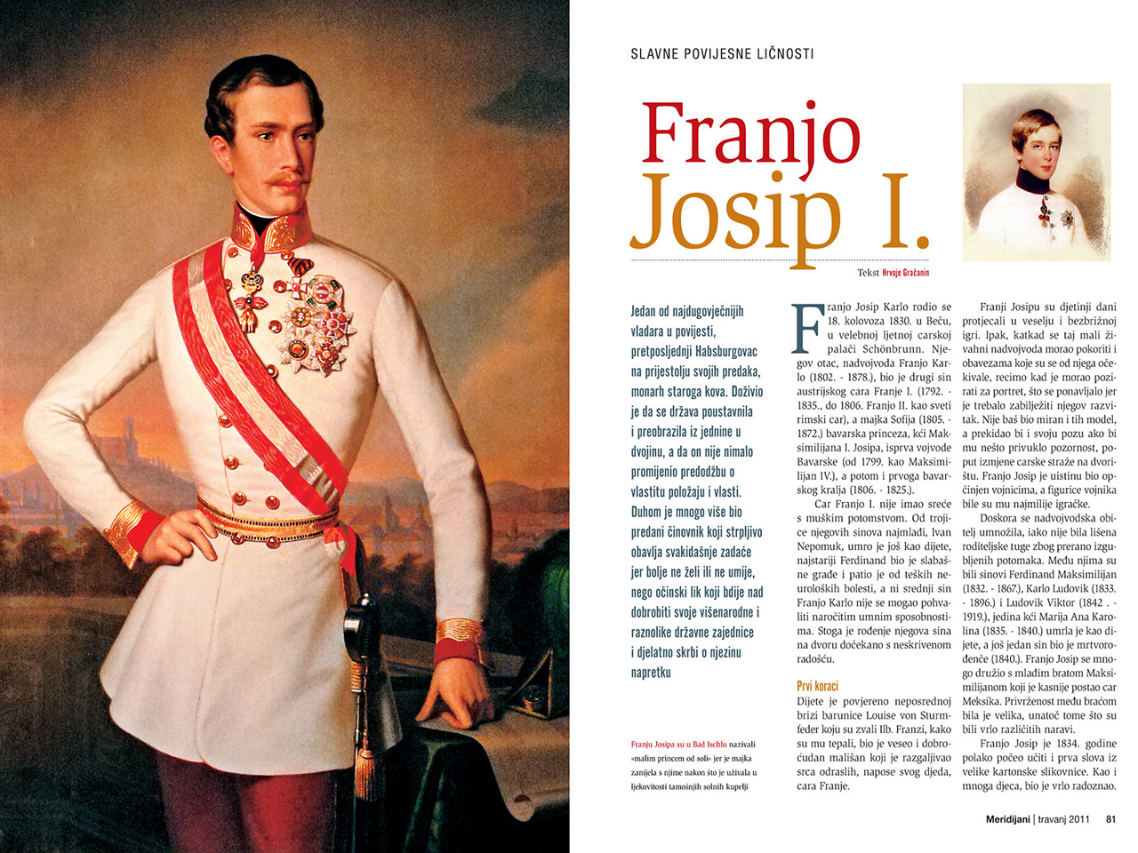Prikaz članka o Franji Josipu I. u časopisu Meridijani