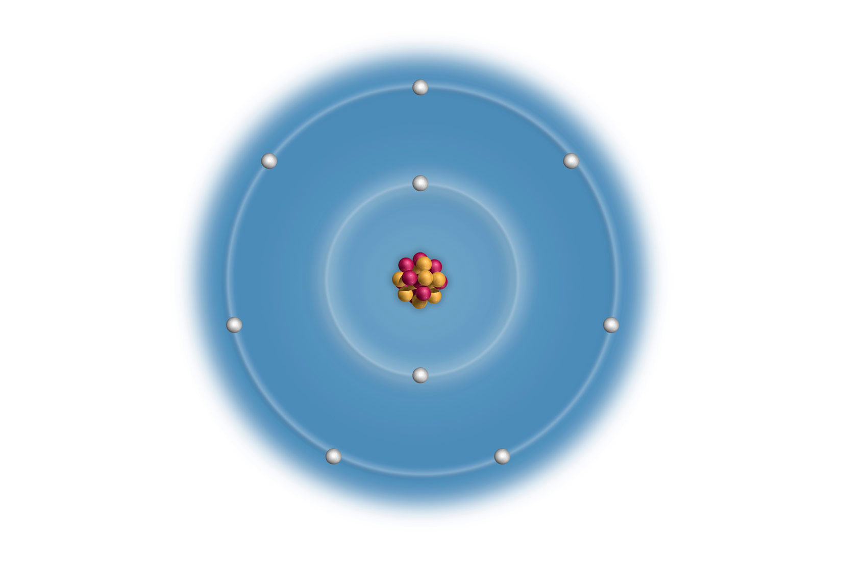 Fluor, shematski prikaz građe atoma